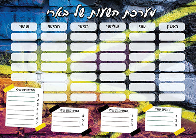 סט מוצרים עם שם הילד/ה בעיצוב קיר גרפיטי