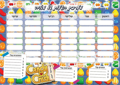 סט מוצרים עם שם הילד/ה בעיצוב קנדי קראש Candy Crush