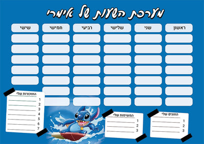 סט מוצרים עם שם הילד/ה בעיצוב סטיץ'